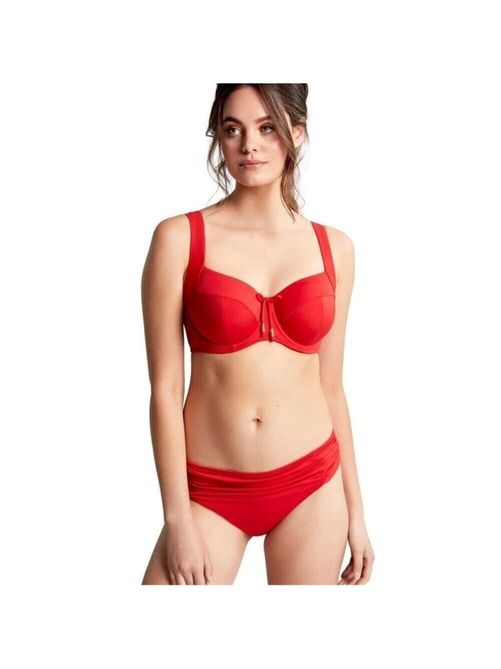 Panache Anya Riva Low Rise Gathered Bikini Bottom Small Red NWT